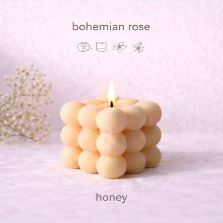 Cinder Bubble Candle in Honey color